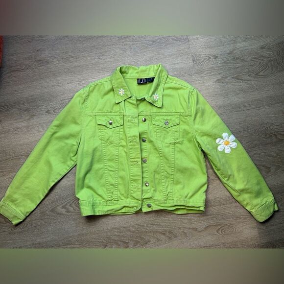 LIGHTHOUSE APPAREL | Vintage Daisy Lime Green Jacket Size Medium - Picture 1 of 8